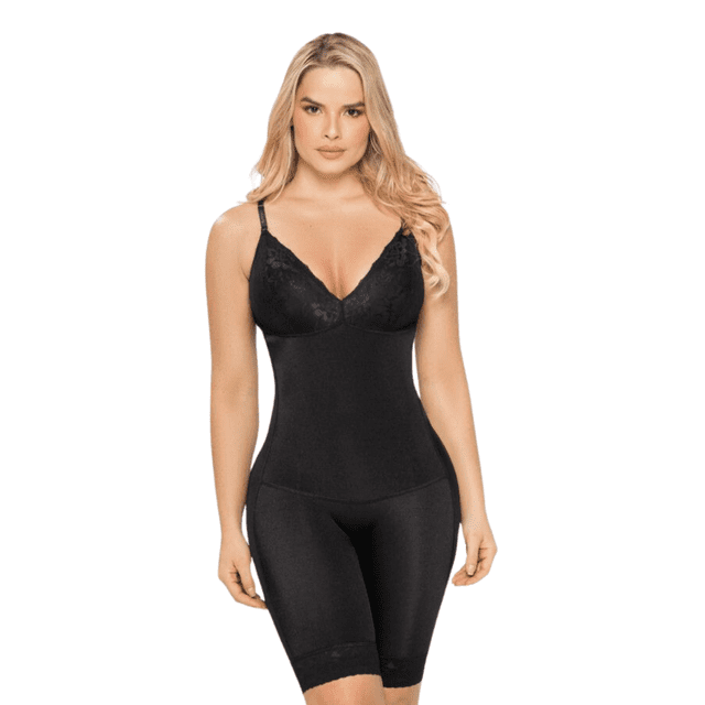 Faja Colombiana Velvet tipo body Con sujetador en encaje para mujer Negro M