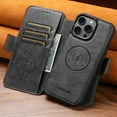 thumbnail image 6 of PU Leather Magnetic Wallet Case for iPhone 15 Pro 2 in 1 Detachable Cover Compatible with MagSafe & Wireless Charging, 3 Card Slots/Holder, Kickstand, 360° Shockproof Protection,Black, 6 of 12