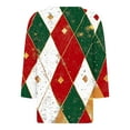 thumbnail image 4 of Aboser Women's Christmas Plaid Tunic Tops Dressy 3/4 Sleeve Shirts Vintage Xmas Printing Tunics Casual Notch V Neck Blouses Going Out Top for Women 2026, 4 of 5