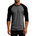 thumbnail image 3 of Havenx Men's Raglan Baseball Tee Shirt 3/4 Long Sleeve Crew Neck Jersey Shirt Color Block Moisture Wicking Tee Shirt Gym Workout Athletic Vintage Classic Tee Top,Gray XL, 3 of 5