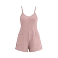 thumbnail image 5 of Rompers for Women Waffle Summer Casual Sleeveless Short Overalls Spaghetti Strap Shorts Jumpsuit with Pockets Pink, 5 of 9