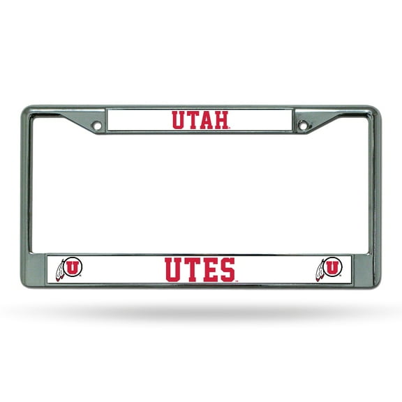 Utah NCAA Utes Chrome Metal License Plate Frame