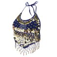 thumbnail image 3 of Trajes de Danza Del Vientre Halter Top Lentejuela Trajes de Rendimiento - Azul Los 26.5x40cm Sunnimix Top sin mangas para danza del vientre para mujer, 3 of 8