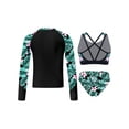 thumbnail image 2 of YUUMIN 3 Pcs Rash Guard Sets for Girls Upf 50+ Swim Tank Shirts Bikini Crop Top Brief Bathing Suit Swimwear Lily 16, 2 of 5
