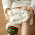 thumbnail image 3 of 1 Pairs Christmas Fuzzy Socks for Women Non Skid, Warm Thermal Sleep Plush Fuzzy Slipper Socks for Winter, Cozy Soft Fluffy Christmas Gift Socks（Navy Santa Hat), 3 of 8