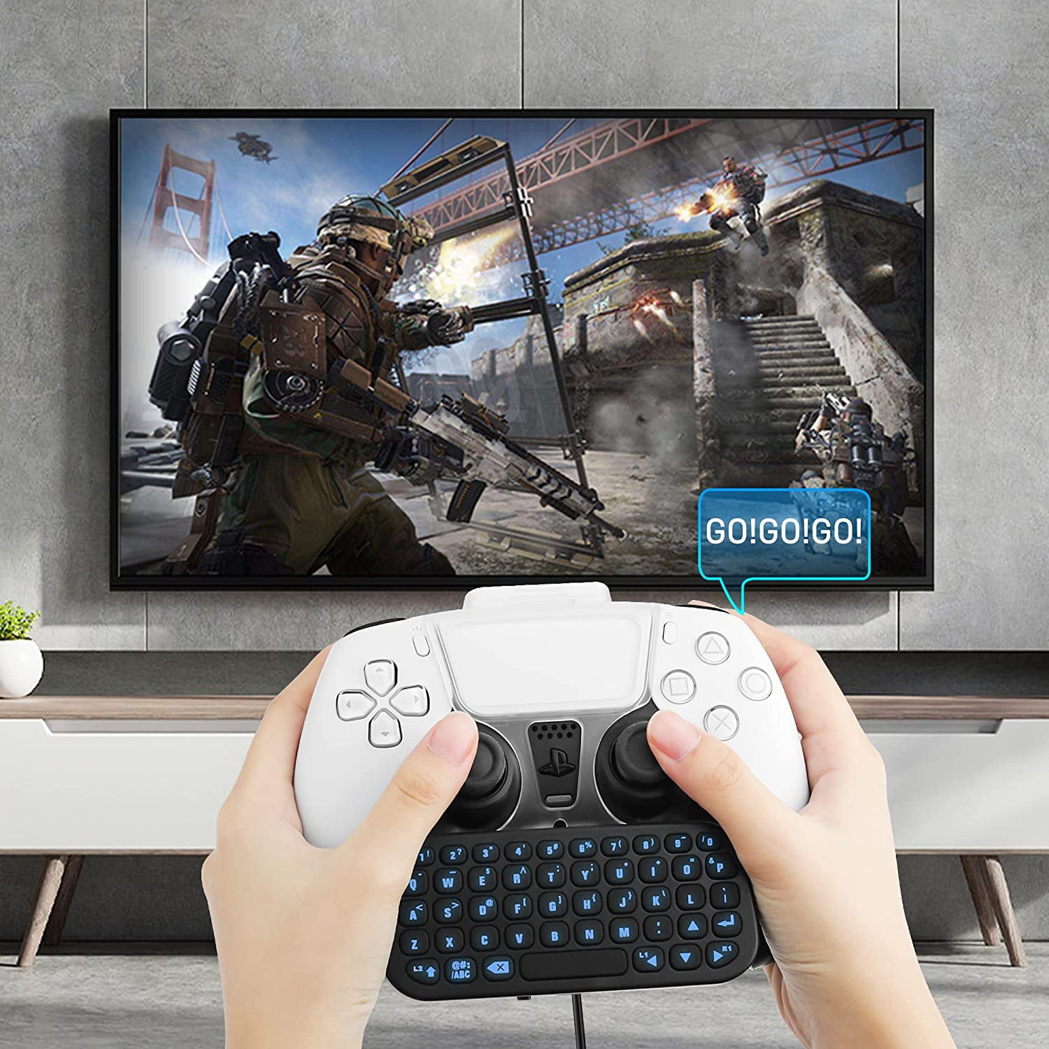 Bluetooth Controller Keyboard  for PS5,Wireless Mini Keyboard for PS5 Controller, with Backlight and USB-C Charging Cable