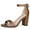 Brown, variant on BLISSFUL STEP Women's Shoes Printed Open Toe Block High Heels Summer Sandals Blue White 9