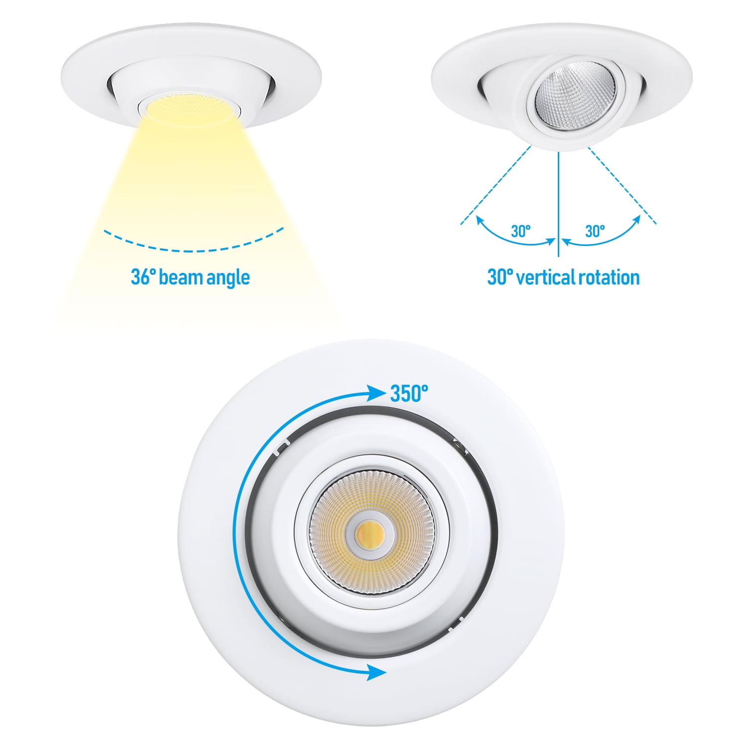 8 Pack 4" LED Gimbal Recessed Light Dimmable, 9W Adjustable Eyeball Downlight, CRI90, Directional Eyeball Can Light, ETL Listed, 5CCT