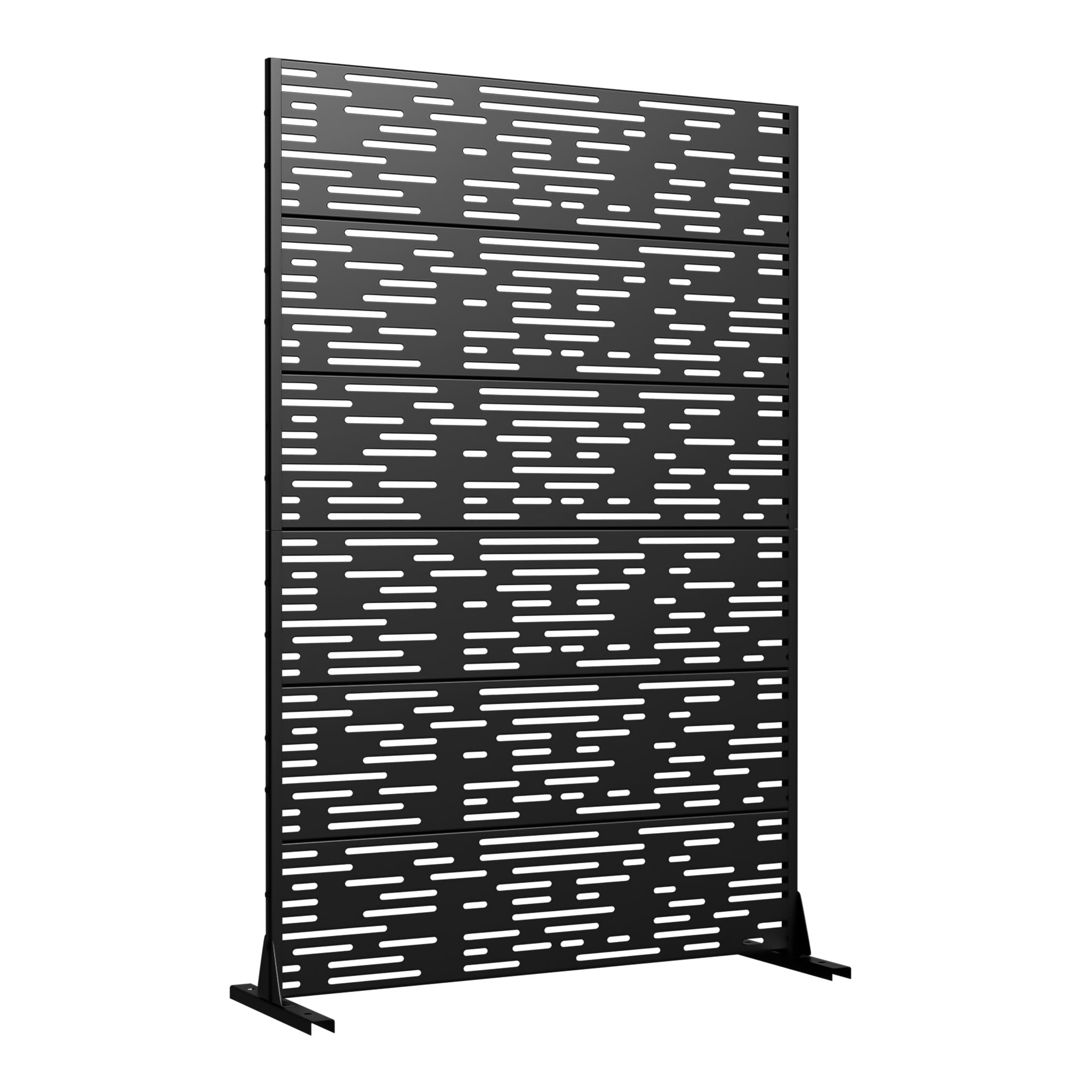 MAYEERTY 72 × 47in Outdoor Privacy Screen with Stand Metal Balcony Decorative Screen, Black