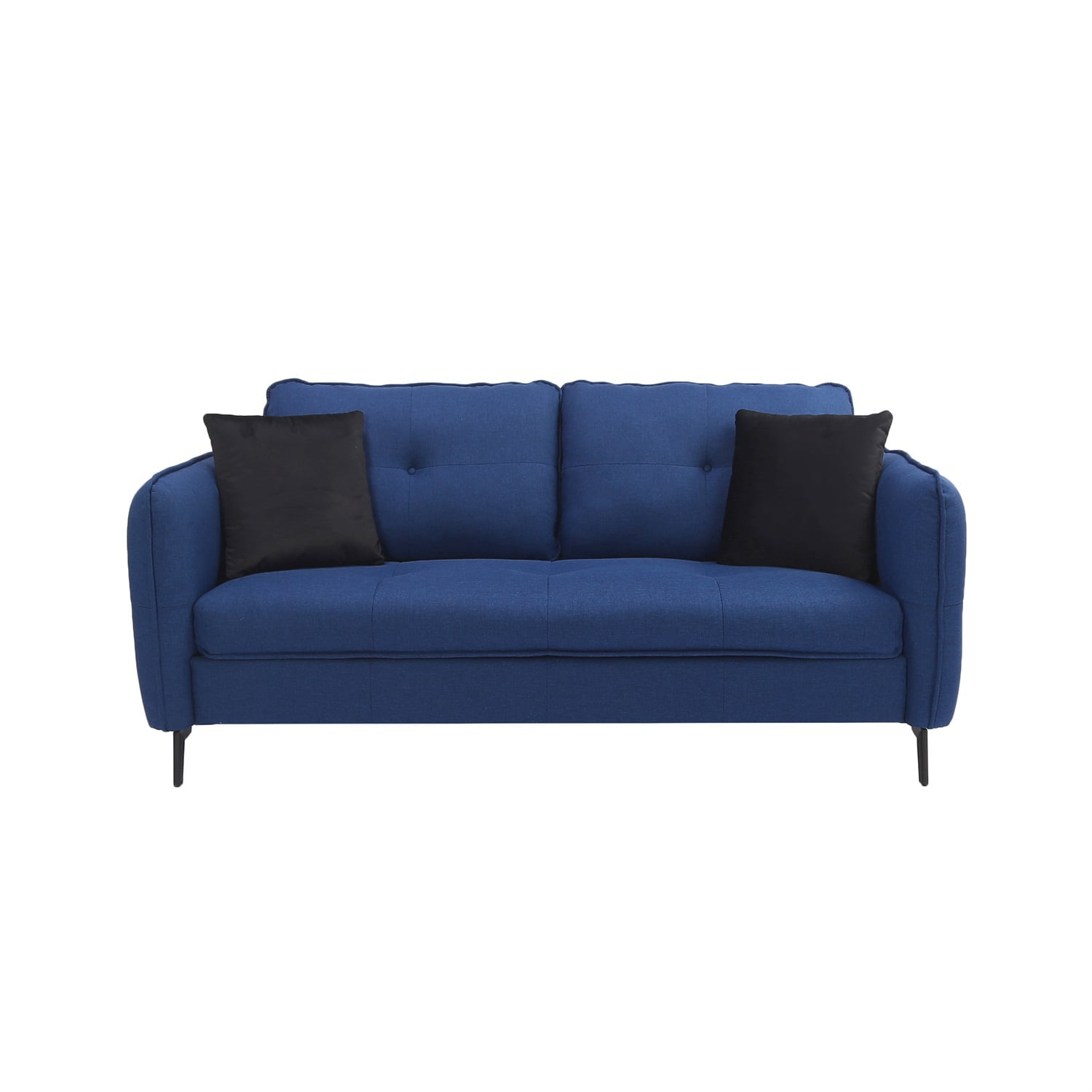 Kadyn 2-Seater Fabric Sofa Couch, Modern Loveseat Sofa with Pillow, Upholstered Linen Fabric Sofa for Living Room, Navy Blue Kadyn 2-Seater Fabric Sofa Couch, Modern Loveseat Sofa with Pillow, Upholstered Linen Fabric Sofa for Living Room, Navy Blue