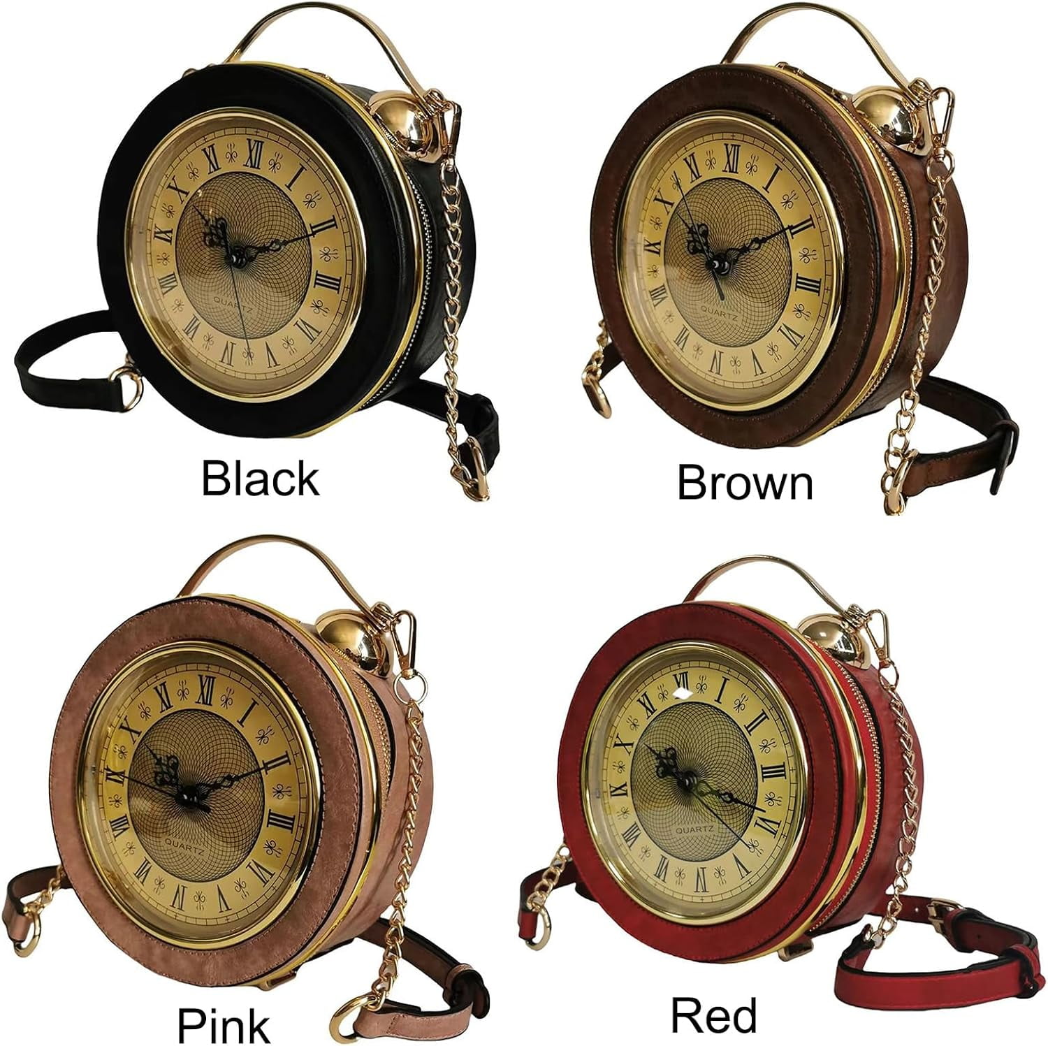 Baguery PVC Clock Shaped Crossbody Bag - Waterproof Adjustable Shoulder Purse for Women