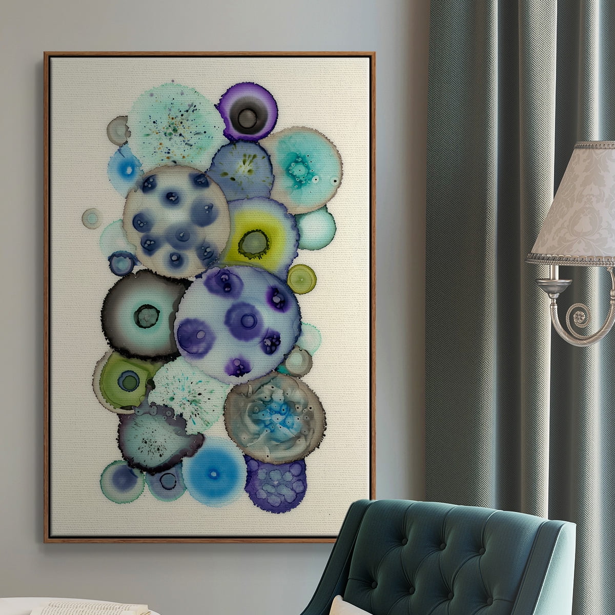 Geodes II Framed Premium Gallery Wrapped Canvas - Ready to Hang - 27 x 41 - Walnut Floating Frame