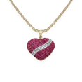 thumbnail image 2 of Genuine Ruby and White Topaz Heart Pendant Necklace 4.67 Carat in 14k Yellow Gold Plating, 2 of 8