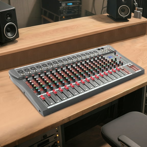 16-Channel Audio Mixer, 3-Band EQ with Bluetooth, USB Playback, 6 Music Styles, for Home KTV, Stage and Studio