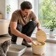 thumbnail image 4 of Plastic Pet Litter Bin with Odor-Proof Elastic Top, Holds Garbage Bags, for Cat Litter and Pet Waste Storage, 4 of 6