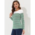 thumbnail image 4 of INSPIRE CHIC T-Shirt à Manches Longues Rayé pour Femmes Halloween Color Block TG Vert Foncé, 4 of 4