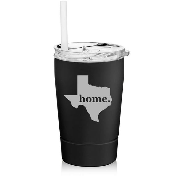 12 oz Tumbler Double Wall Stainless Steel Vacuum Insulated Coffee Travel Mug With Straw Texas Home