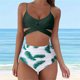 thumbnail image 2 of MKLEKYY Trajes De Baño Mujer Short Women Tow Piece Vintage Swimsuit Two Piece Retro Ruched Wrap Front High Waist Print Bikini Set, 2 of 6