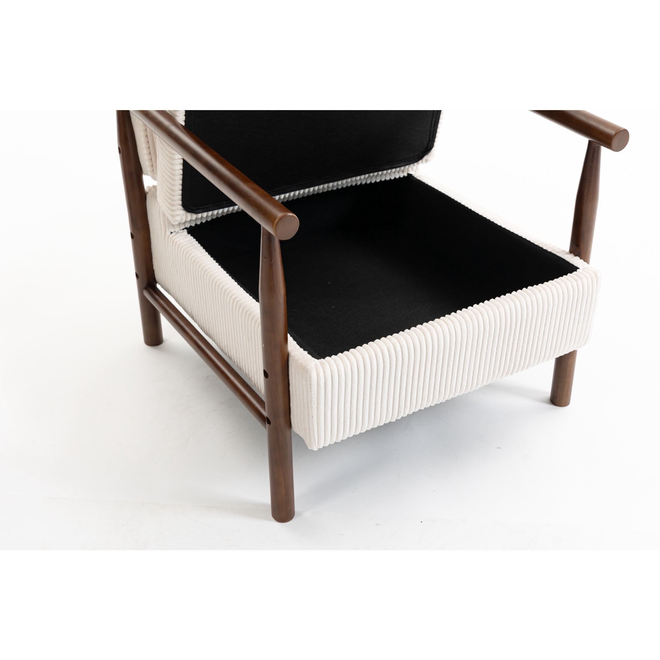 GDF Studio Almere Mid-Century Modern Accent Chair with Under-Seat Storage, Corduroy Reading Armchair, Antique White
