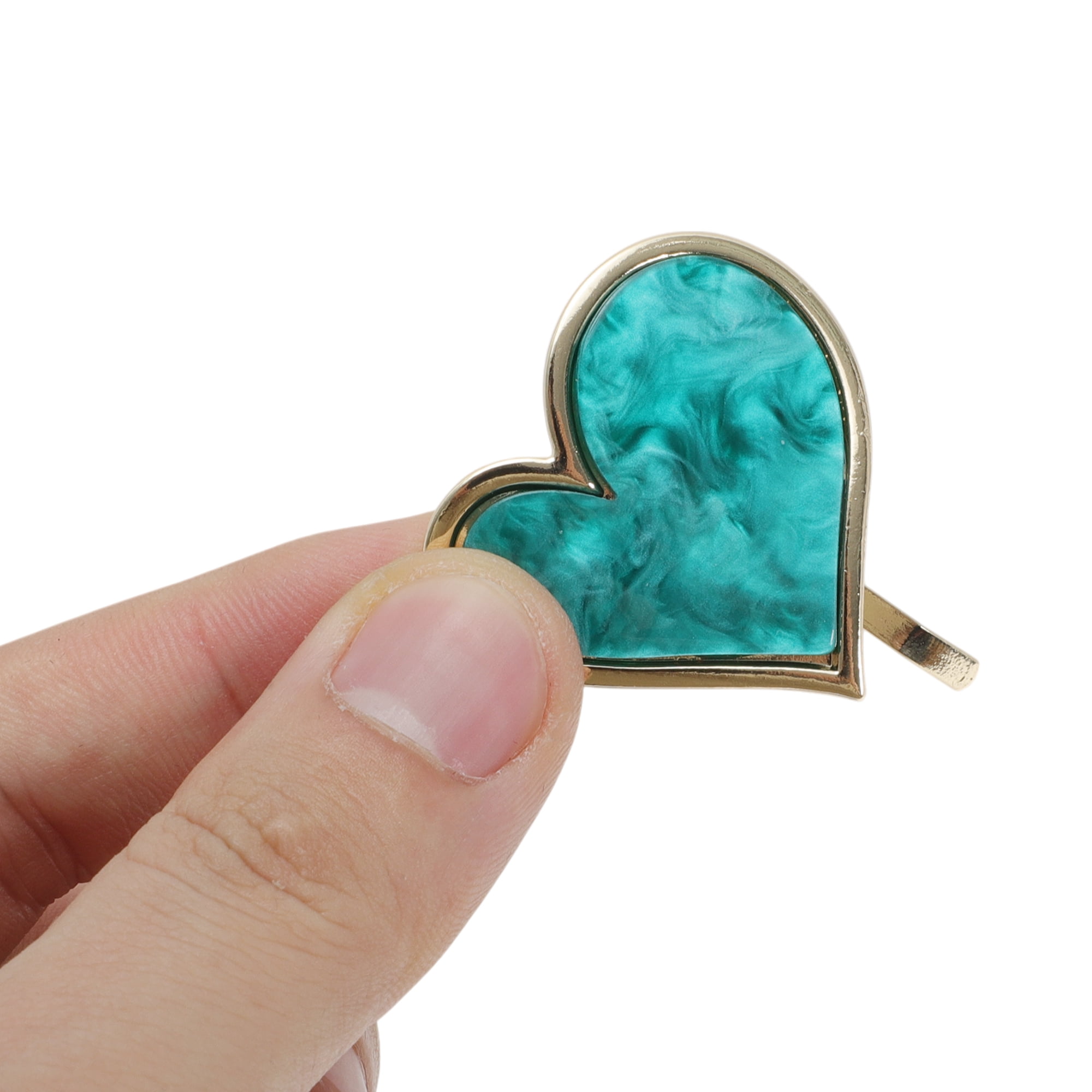 Unique Bargains Stylish Heart Design Ponytail Buckle Hair Clip Green