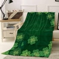 thumbnail image 4 of Throw Blanket Fleece Throw Blanket 50x60in, St.Patrick's Day Shamrock Soft Lightweight Bed Blankets Farmhouse Green Wood Grain Fuzzy Couch Blankets for All Season, 4 of 9