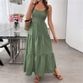 thumbnail image 5 of Nmnitkp Summer Dresses for Women Sleeveless Spaghetti Strap Backless Tiered Maxi Dress, Casual Summer Beach Vacation Dress with Back Bow, Waist Tie & Flowy Ruffle Hem Dress Green,L, 5 of 6