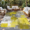 thumbnail image 2 of Yellow Grey Outdoor Rug 3x5 Ft - Reversible Patio Rug Outdoor Camping Rugs, Modern Oil Painted Abstract Art Aesthetics Washable Indoor Outdoor Area Rugs, Non-Slip Outdoor Carpet Runner for Deck/Porch, 2 of 8