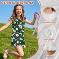 thumbnail image 5 of ZIATUBLE4S Daisy Ladybug Print Girls Summer Romper Kids Button Ruffle Trim Elastic Waist Short Jumpsuit Outfit Round Neck Playsuit Clothes with Pockets for 13-14 Y, 5 of 6