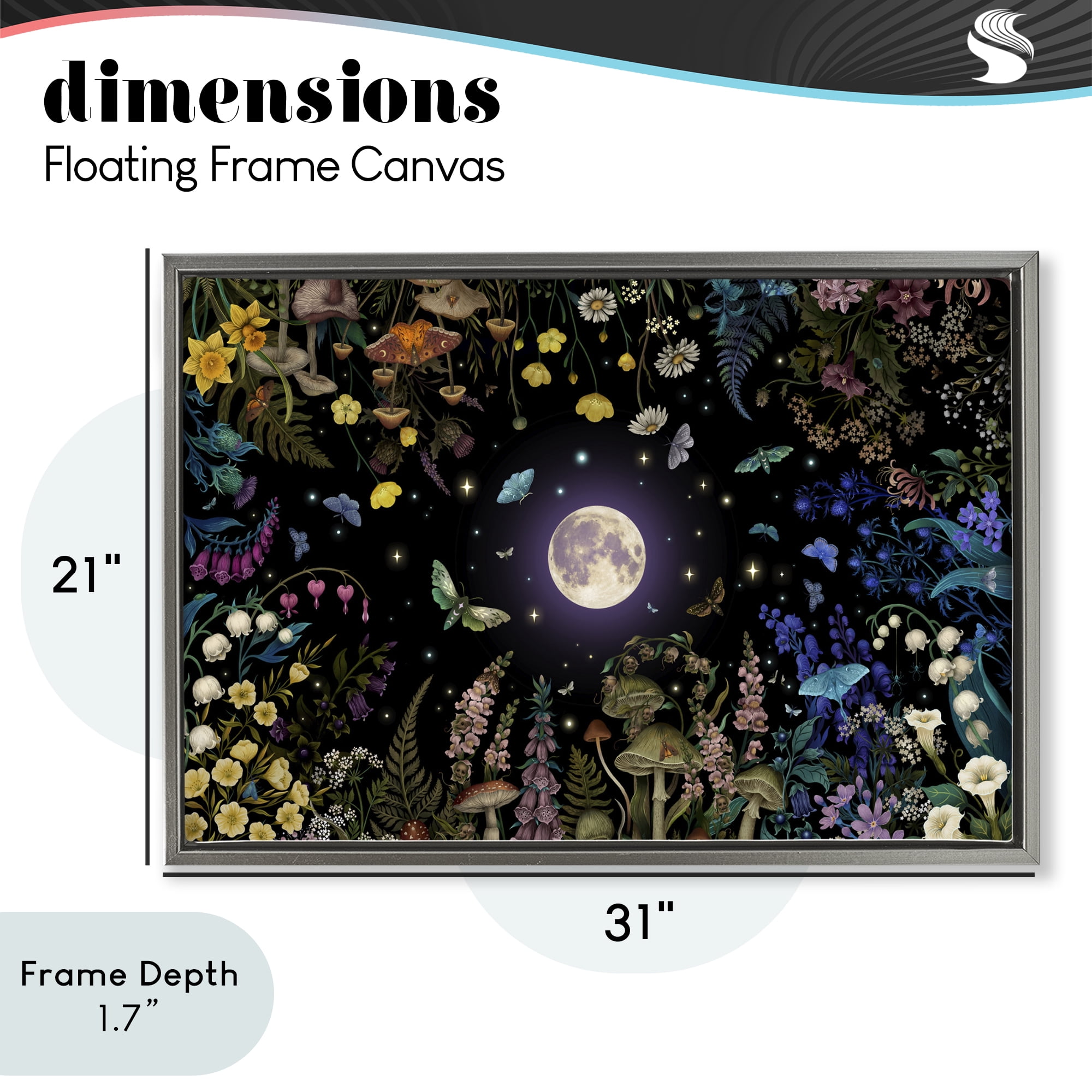 Stupell Industries Night Garden with Moth Gray Framed Floater Canvas Wall Art, design by Episodic Drawings