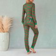 thumbnail image 4 of Women Christmas Striped One Piece Pajamas Button Down Bodycon Jumpsuit Long Sleeve Romper Sleepwear Xmas Holiday Pjs Loungewear, 4 of 8