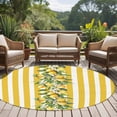 thumbnail image 5 of Round Area Rug 5ft,Watercolor Summer Farm Lemon Leaves Washable Carpet Non-Slip Runner Accent Rugs Indoor Floor Mat for Bedroom Living Room Decor,Yellow Stripe, 5 of 9