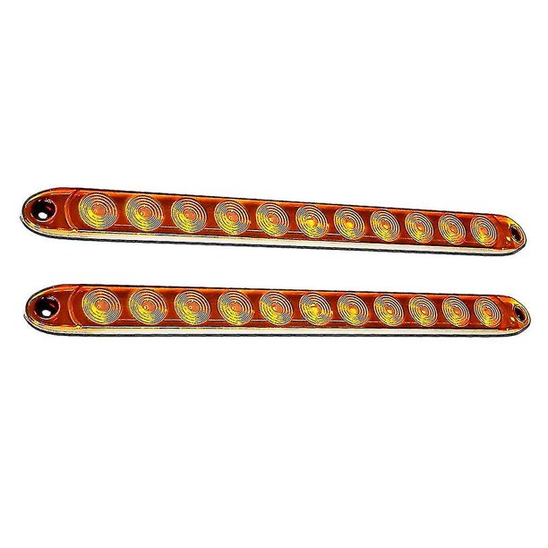 Barra de luz de freno para remolque, 2 uds., 11 Led, Compatible con camión, autobús, amarillo
