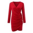 thumbnail image 3 of KaLI_store Formal Dresses Women's Summer One Shoulder Long Formal Dresses Sleeveless Ruched Bodycon Wedding Guest Slit Maxi Dress Red,XL, 3 of 5