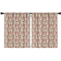 Blackout Kids Curtains,Beige Christmas Character Pattern Childrens Insulated Curtains Set Of 2,Bedroom Essentials,Toddler Room Decor 42"x54"