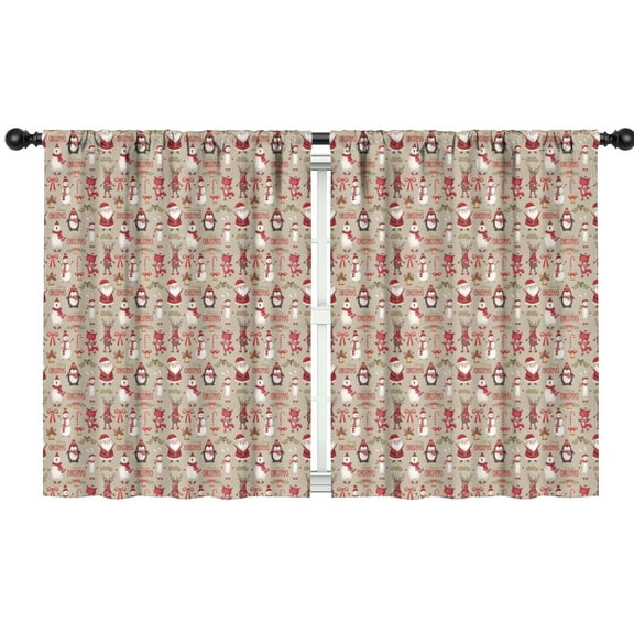 Blackout Kids Curtains,Beige Christmas Character Pattern Childrens Insulated Curtains Set Of 2,Bedroom Essentials,Toddler Room Decor 42"x54"