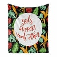thumbnail image 1 of Feminist Soft Flannel Fleece Throw Blanket, Tropical Monstera Leaves and Parrots Themed Background and Girl Words, Cozy Plush for Indoor and Outdoor Use, 70" x 90", Multicolor, by Ambesonne, 1 of 6