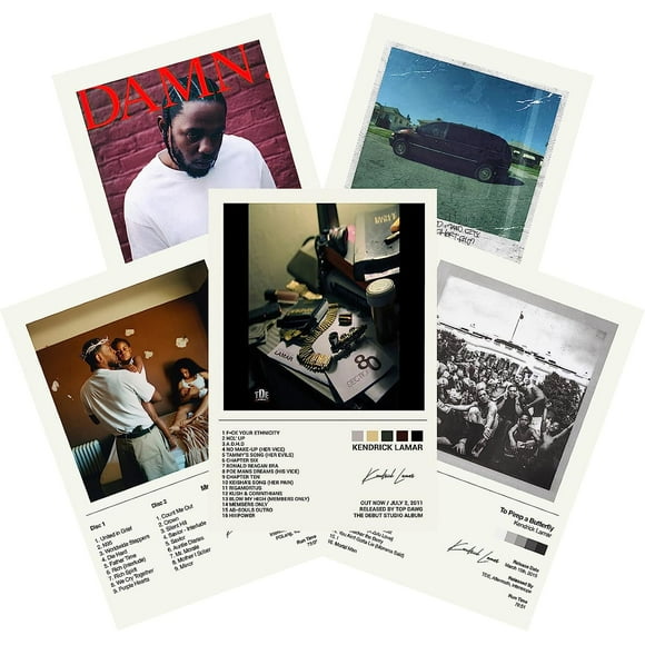 Kendrick Album Cover Signed Limited Posters Print Rapper Music Posters Canvas Wall Art Room Aesthetic Set of 5 for Teen and Girls Dorm Decor 8x12 inch Unframed