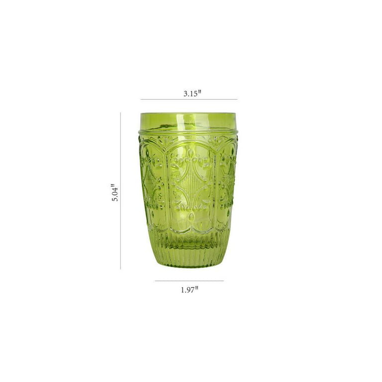 Vintage Drinking Glasses Elegant Drinkware (Set of 4) - Green