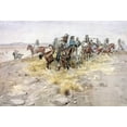 thumbnail image 2 of Russell, Charles M. 32x23 Gold Ornate Wood Framed with Double Matting Museum Art Print Titled - Cowboys, 2 of 4