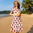 thumbnail image 4 of Easygdp Hand Drawn Tomatoes para Vestido Transpirable de Mujer, Vestido Suelto de Manga Corta con Pliegues y Bolsillos para el Verano, 4 of 6