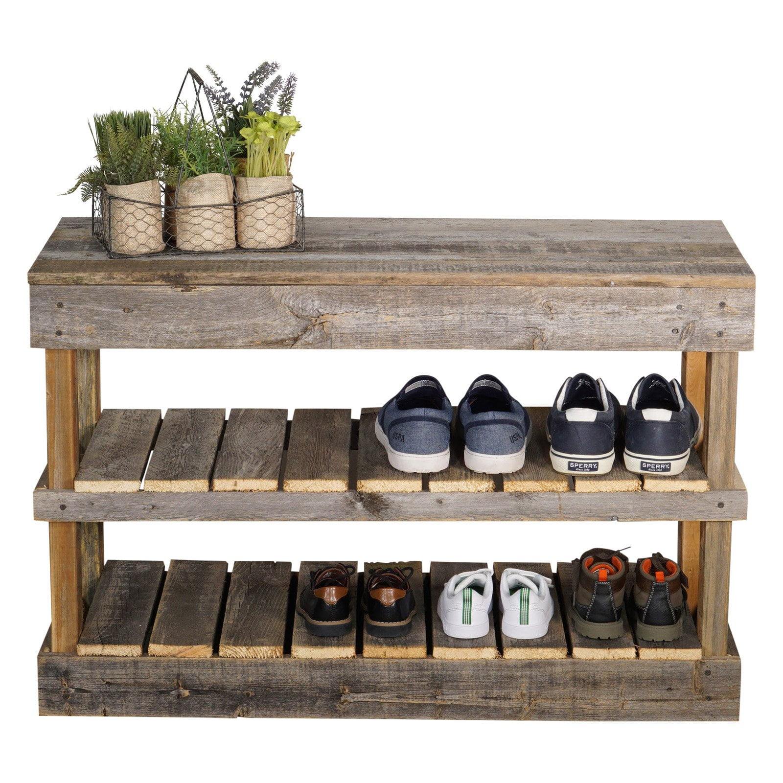 Del Hutson Reclaimed Wood Shoe Bench Walmartcom Walmartcom