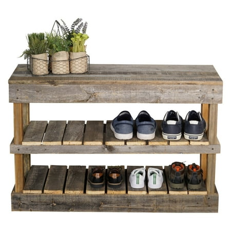 Del Hutson Reclaimed Wood Shoe Bench Walmart Com