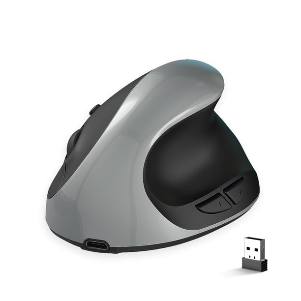 HXSJ X10 2.4G Ratón vertical inalámbrico Ratones ergonómicos 3 engranajes DPI ajustable Batería de l Abanopi Gris