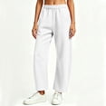 thumbnail image 2 of Naotn Sweatpants for Women Fall Casual Elastic High-Waisted Curved Leg Sweat Pants Comfy Outdoor Workout Travel Pants with Pockets White S, 2 of 10