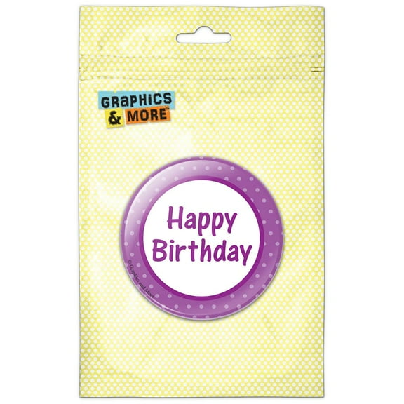 Happy Birthday with Purple Dots Pinback Button Pin Badge
