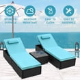 thumbnail image 3 of UHOMEPRO 3-Piece Outdoor Patio Furniture Set Chaise Lounge, Patio Reclining Rattan Lounge Chair Chaise Couch Cushioned with Glass Coffee Table, Adjustable Back and Feet, Lounger Chair for Pool Garden, 3 of 12