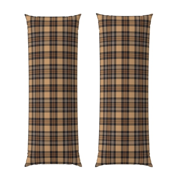 Honeii khaki coffee plaid Print Long Body Pillowcase 20x54 in,Body Pillow Cover with Zipper,Large Body Pillowcase,Soft Bed Decorative