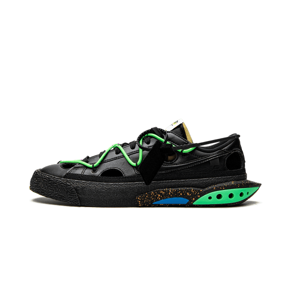 NIKE MENS Blazer Low "Off-White - Black / Electro Green" DH7863 001 from Stadium Goods