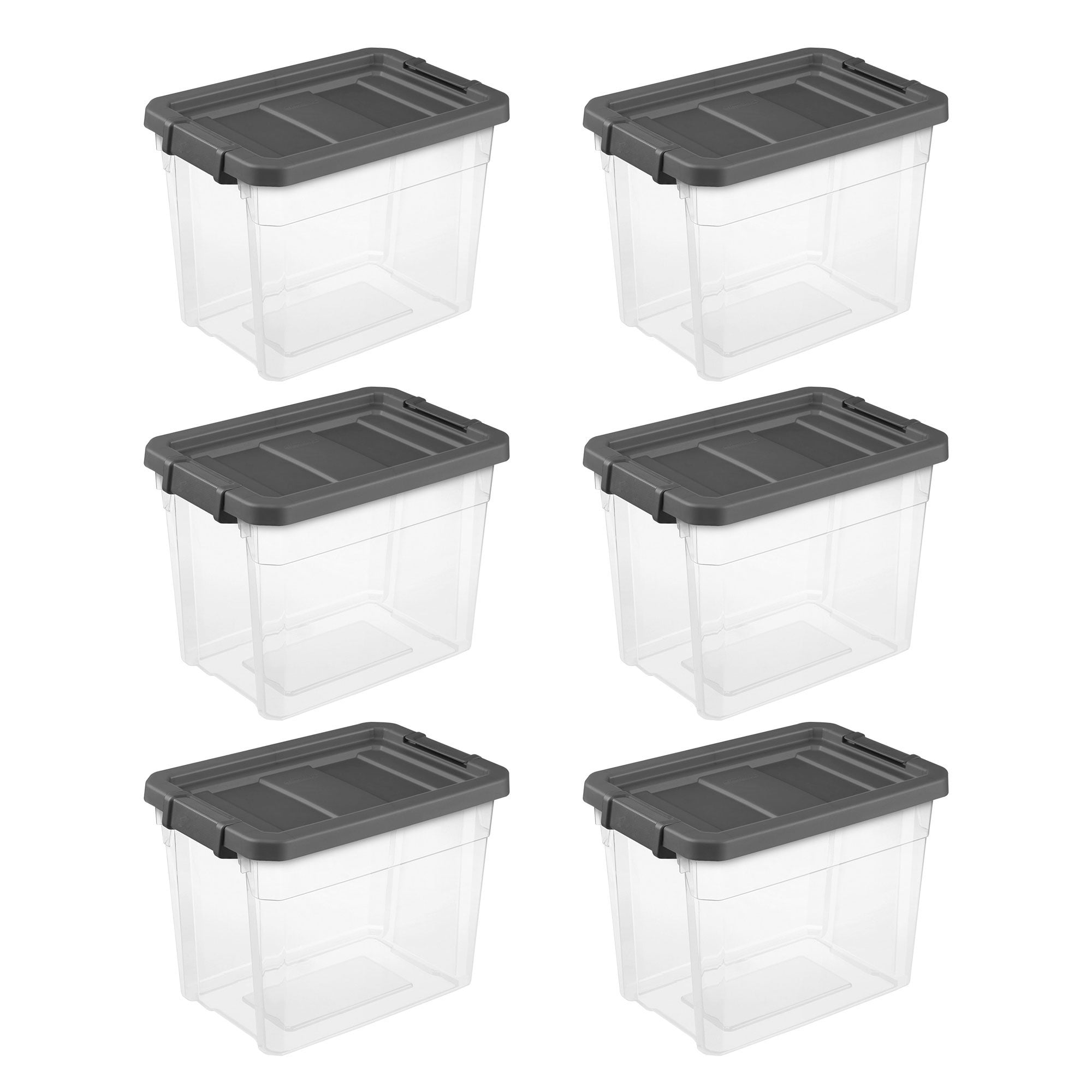 Til fods mover Låne Sterilite 30 Qt Clear Plastic Storage Container Bin w/ Latch Lid, 6 Pack -  Walmart.com
