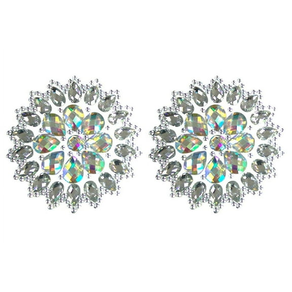Sass Chick Reusable Round Flower Rhinestone Pasties - 3D Nipple Covers with Gems and Crystals